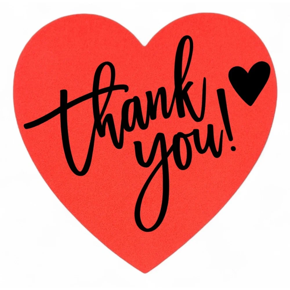 100 Thank You Stickers | Holographic Heart | Small Business Packaging